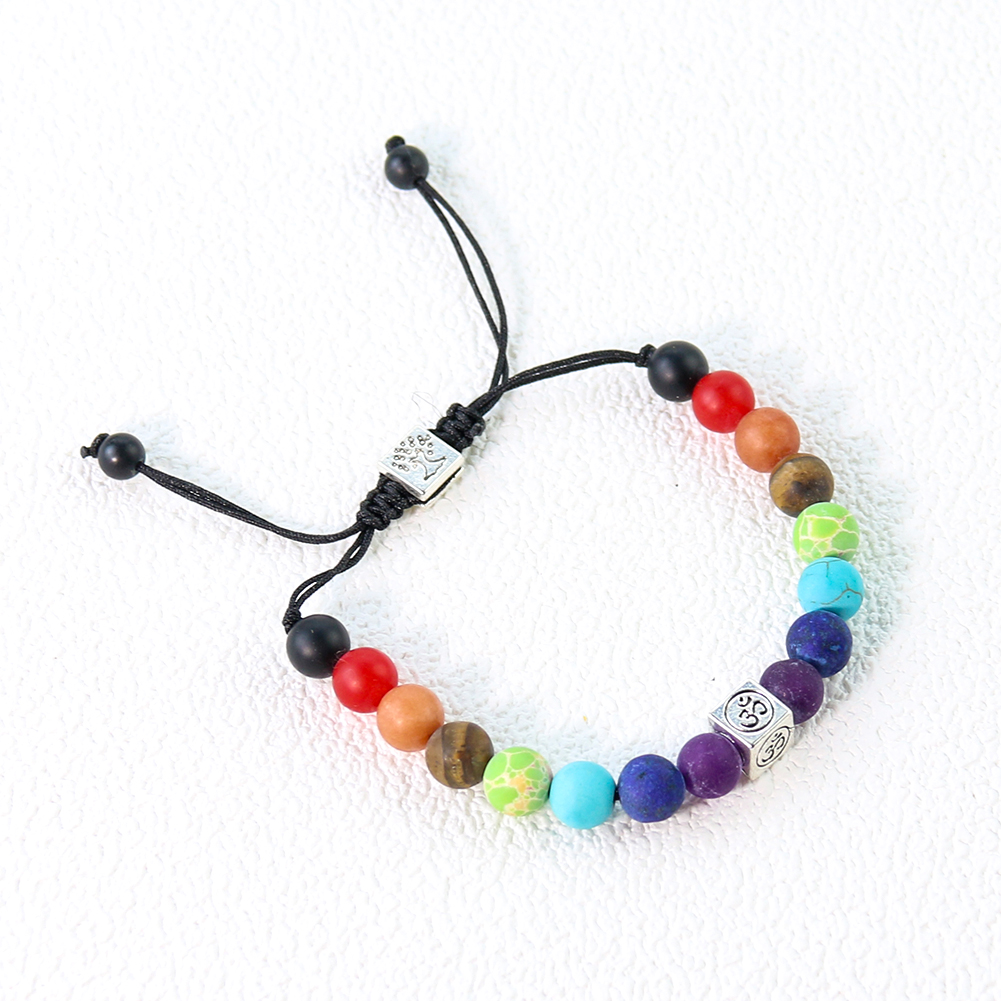 Genuine Stone Lava Bracelet Tree of Life Chakra Om Yoga Crystal Onyx Energy Reiki Healing Adjustable Beaded Bangle Women Jewelry