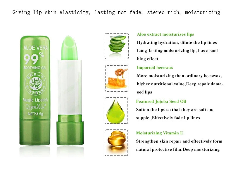 natural ALOE VERA temperature change color jelly lipstick lasting lipstick gloss 240705