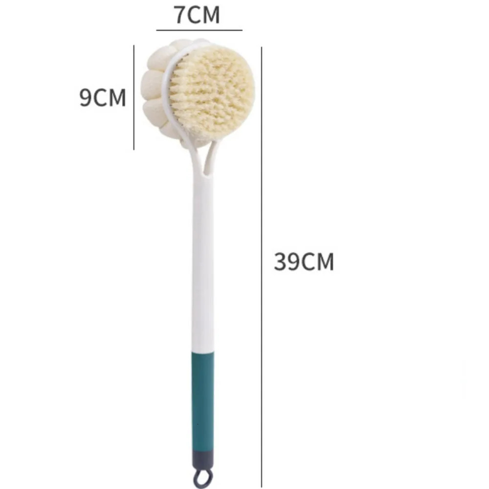 Silicone Double Side Brush Head Back Scrubber Shower Brush With Long Handle Dry Skin Exfoliating Body Massage Cleaning Tools 240624