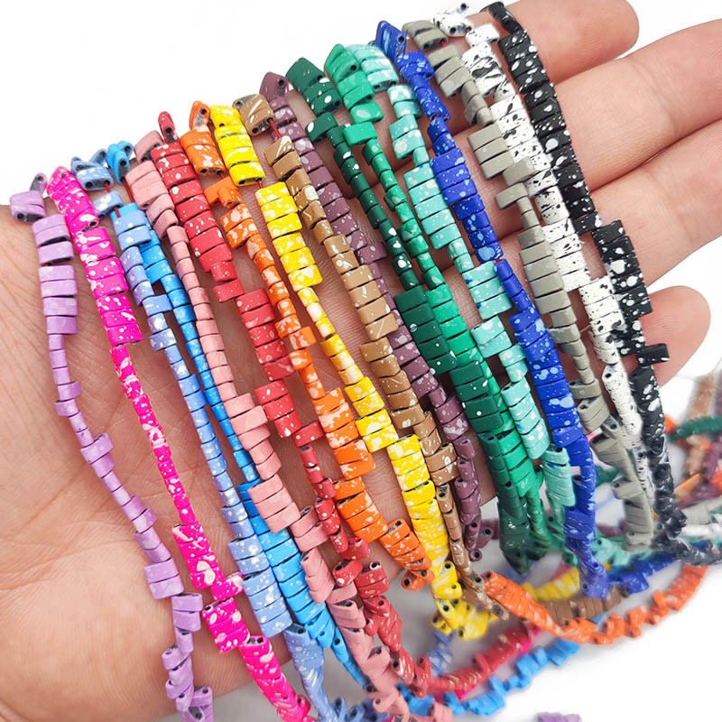 Matte Color 5x2mm Splash-Ink Two Hole Rectangle Rubber Hematite Natural Stone Spacer Loose Beads For Jewelry Making Diy Bracelet