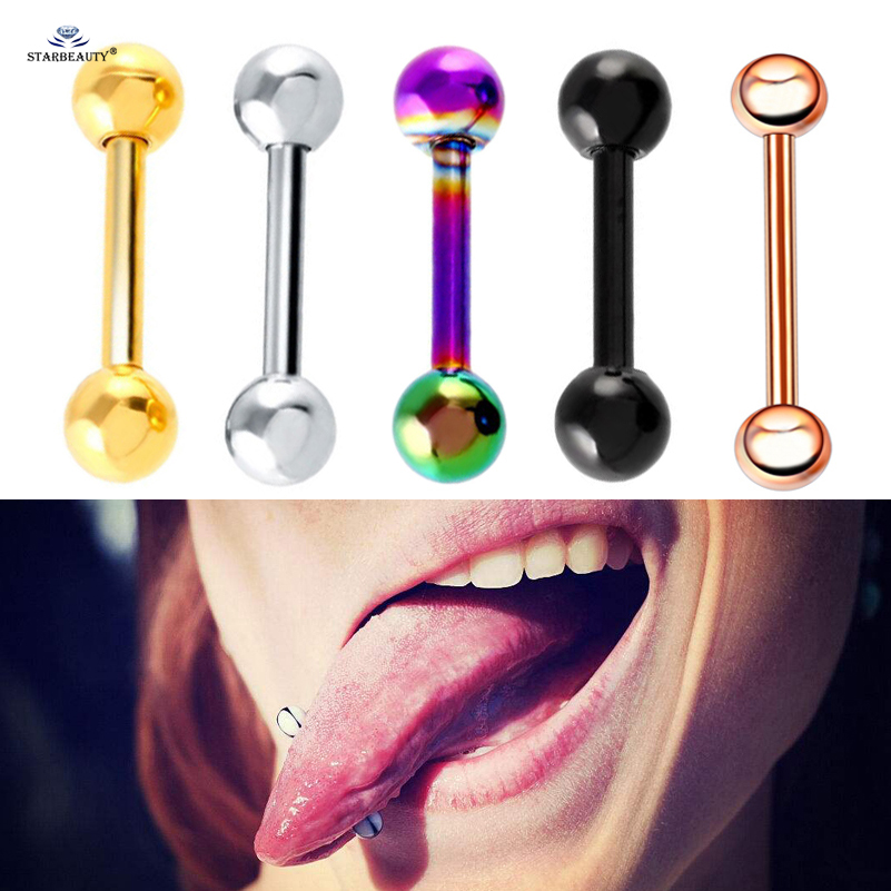 2 pcs/lot Black Tongue Piercing Tongue Ring Industrial Piercing Nipple Ring Helix Piercing Cartilage Earrings