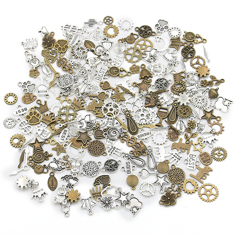 100PC Mix Color Small Size Random Metal Alloy Animal Plant Heart Charm Machine Steam Punk Gear DIY Necklace Bracelet Accessories