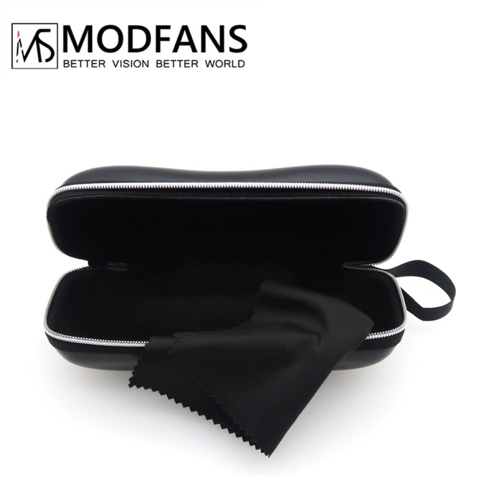 Glasses Case For Sunglasses Eyeglass Case High Quality Black Leather Cover Eyewear Box With Soft Cleaning Lens Cloth