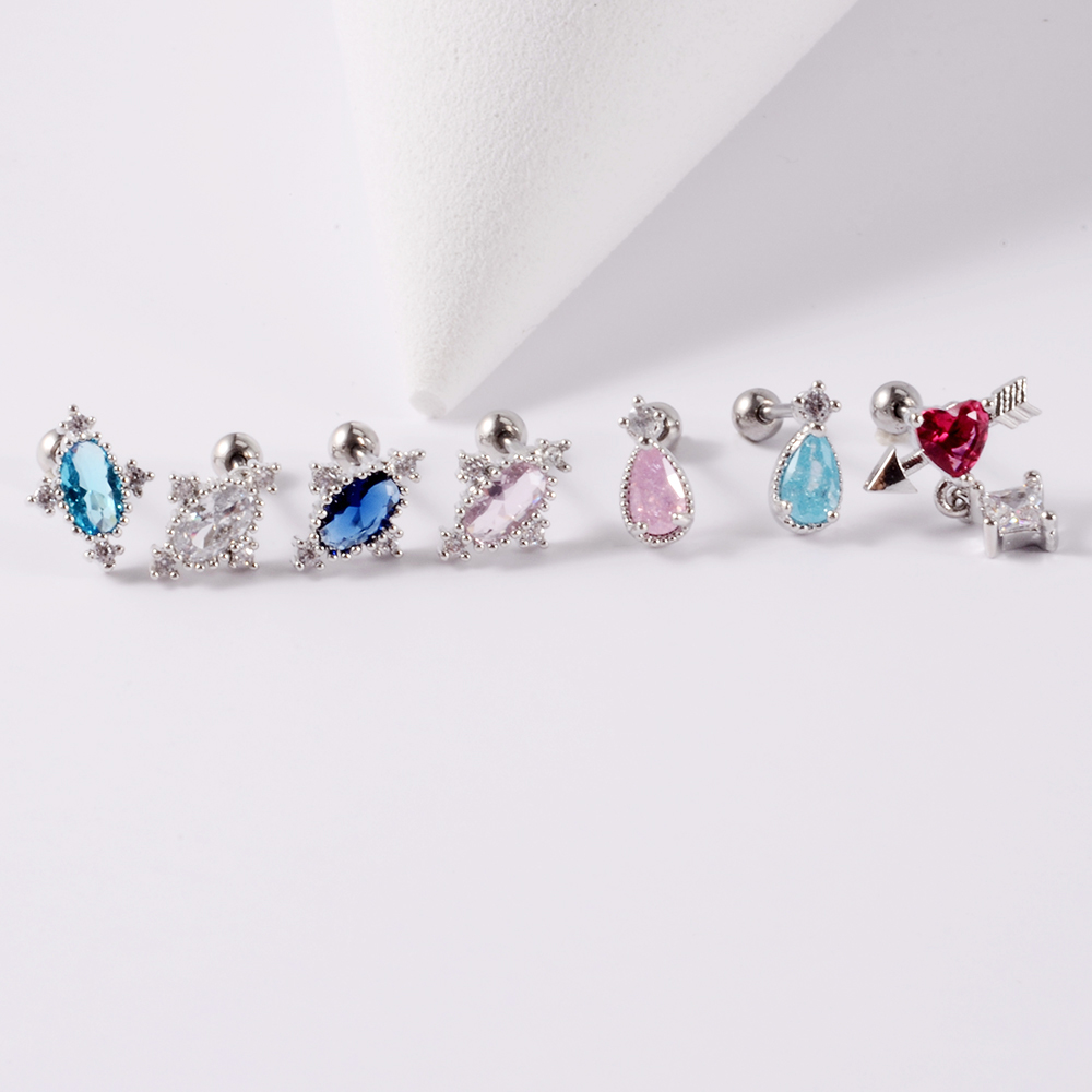 1PC 361L Surgical Steel Cz Ear Tragus Cartilage Crystal Lightning Snake Lobe Earrings Helix Earring Barbell Piercing Jewelry 20G
