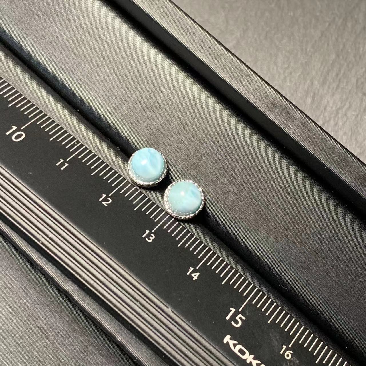 Natural Larimar 925 Sterling Silver Stud Earrings for women Jewelry Gift blue Prevent allergy gem jewelry Genuine stone