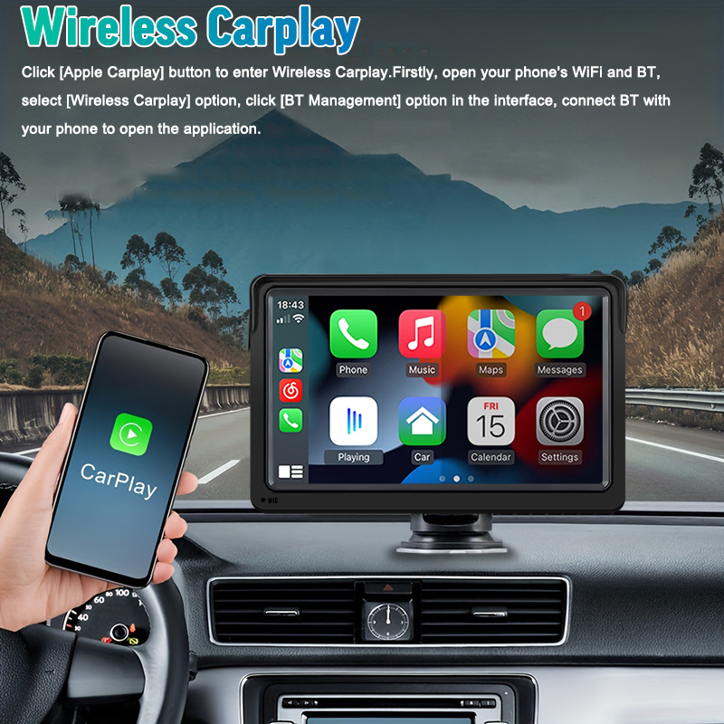 7inch CarPlay Android Auto Car Radio Multimedia Video Player USB AUX Input BluetoothPortable Touch Screen With Rear View Camera