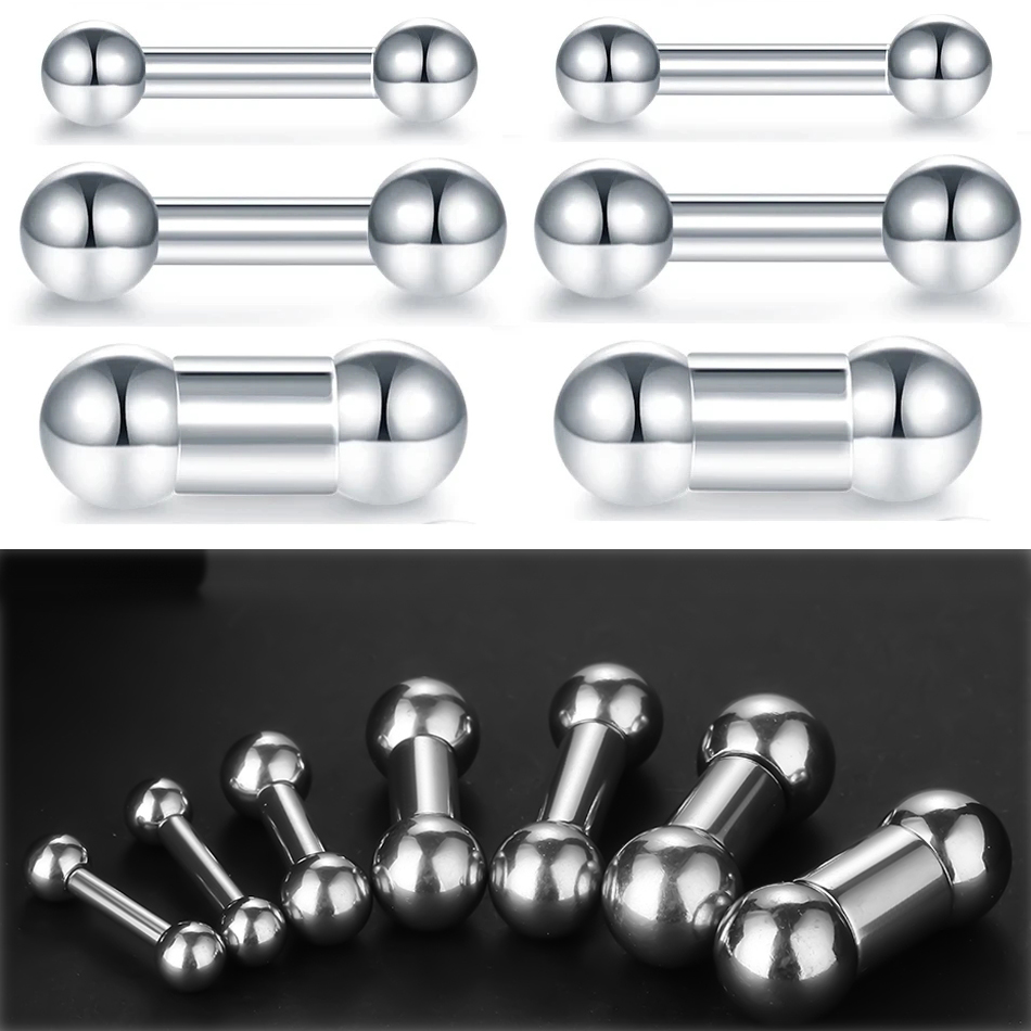 10Pcs/lot Steel Straight Barbell Tongue Piercing Large Size Tongue Ring Nipple Barbell Ring Lip Piercing Body Jewelry