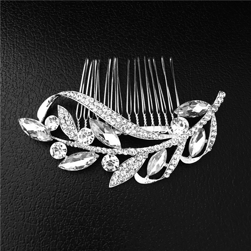 TREAZY Charm Floral Wedding Hair Accessories Silver Color Crystal Bridal Hair Combs Women Wedding Hair Jewelry Brides Tiaras