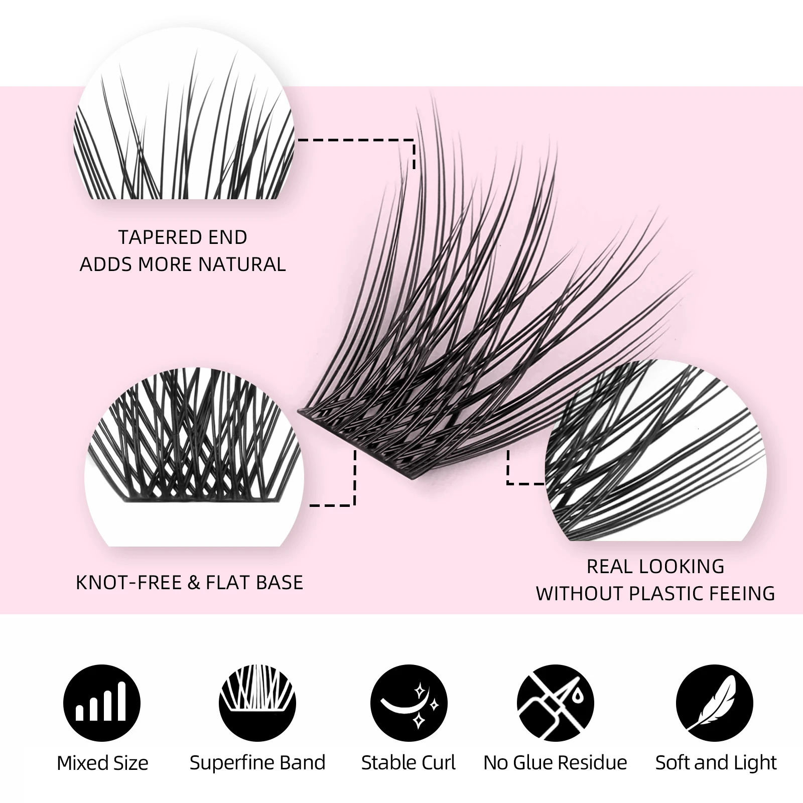 DIY 144 Cluster Lashes YUANZHIJIE free ship Segmented Beam Natural C/D Curl Individual Mink Eyelashes Makeup Supplies at home 240624