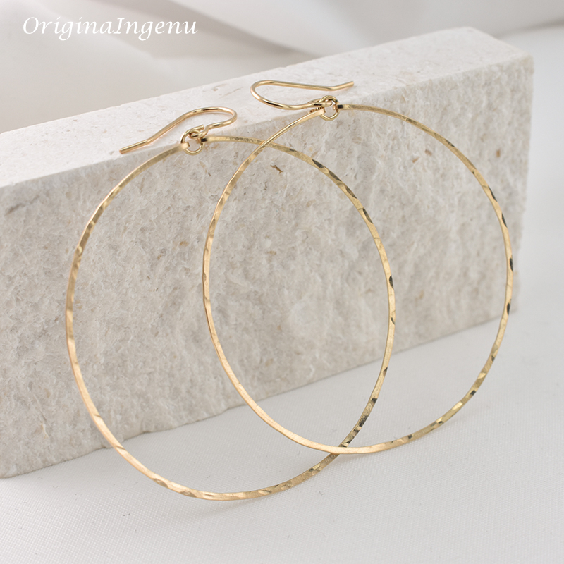 925 Silver Hammered Hoop Earrings Vintage Gold Filled Jewelry Handmade Orecchini Brincos Pendientes Oorbellen Earrings For Women
