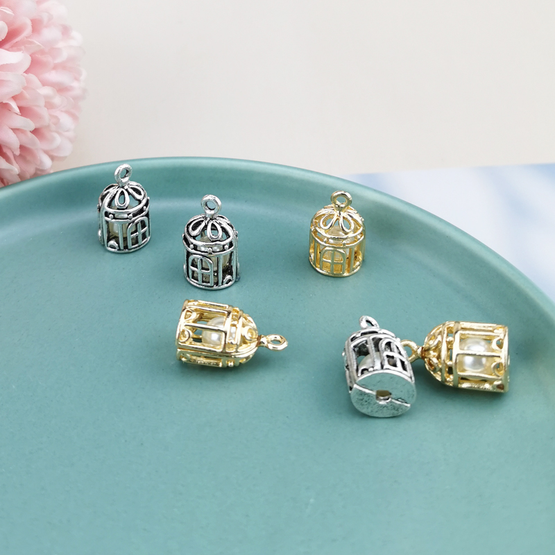 10pcs birdcage With Pearl Inside Antique Bronze Pendant For DIY handmade Metal Charms Bracelet Necklace Dangle Jewelry Making
