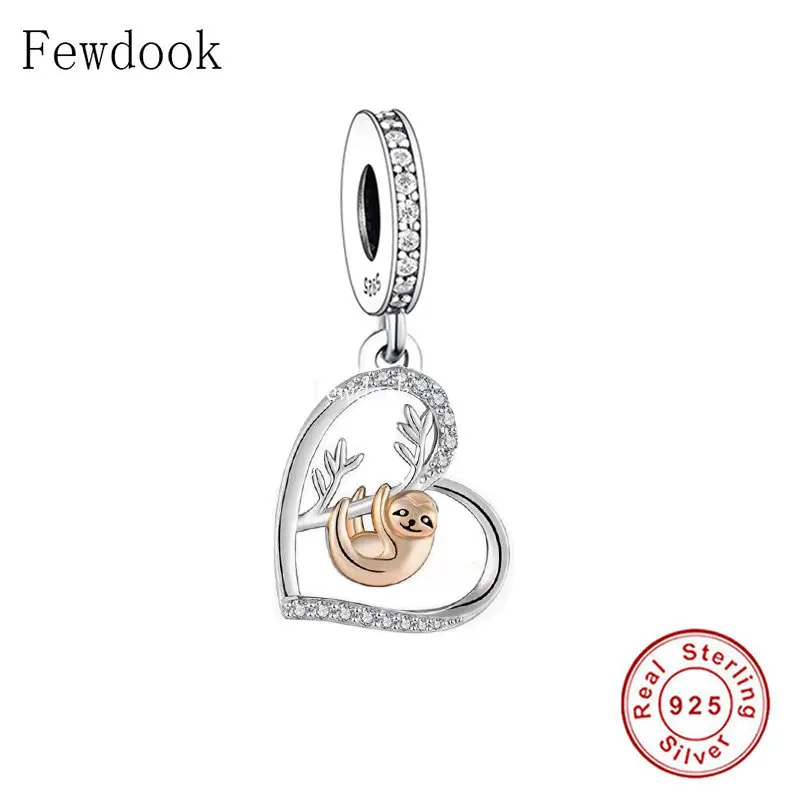 FC Jewelry Fit Original Charm Bracelet 925 Sterling Silver Mother Love Baby Sisters Are Friends Sloth Bead For Making Berloque