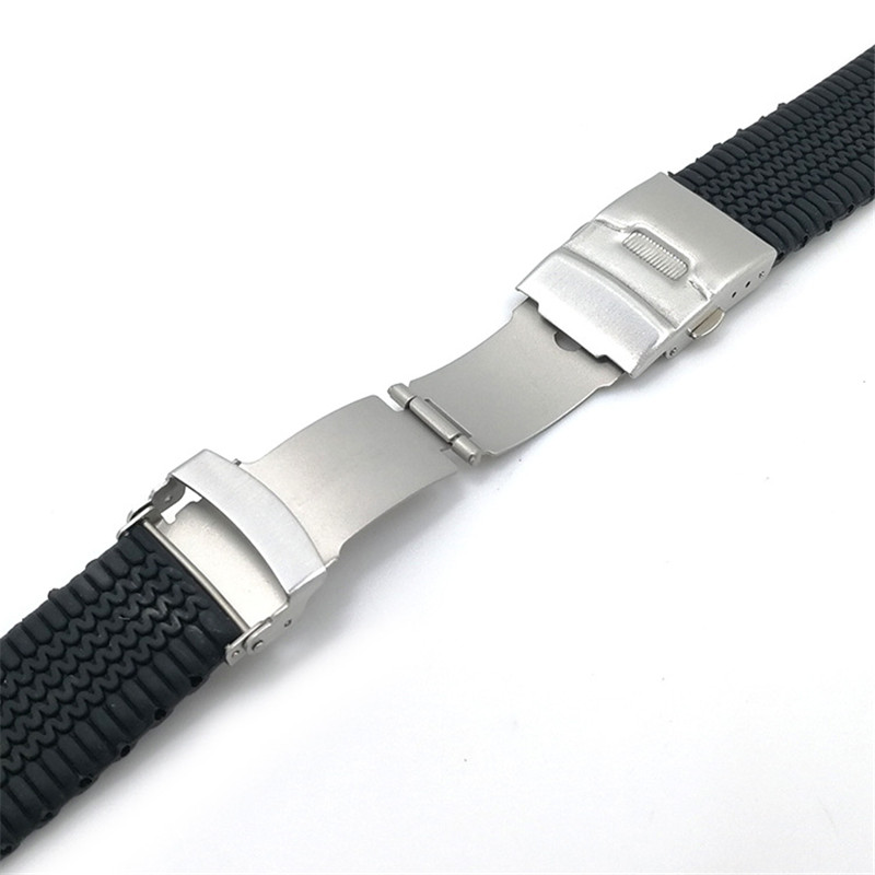 Silicone Sport Strap 20mm 22mm 24mm Folding Buckle Waterproof Soft Rubber Men Replacement Bracelet Band Watch Accessories Orange