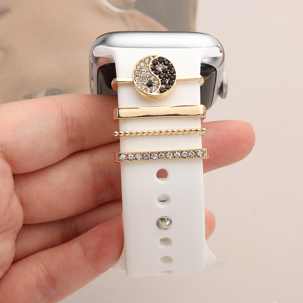 2022 Metal Charms Decorative Ring For Apple Watch Band Diamond Ornament Smart Watch Silicone Strap Watchband Accessories