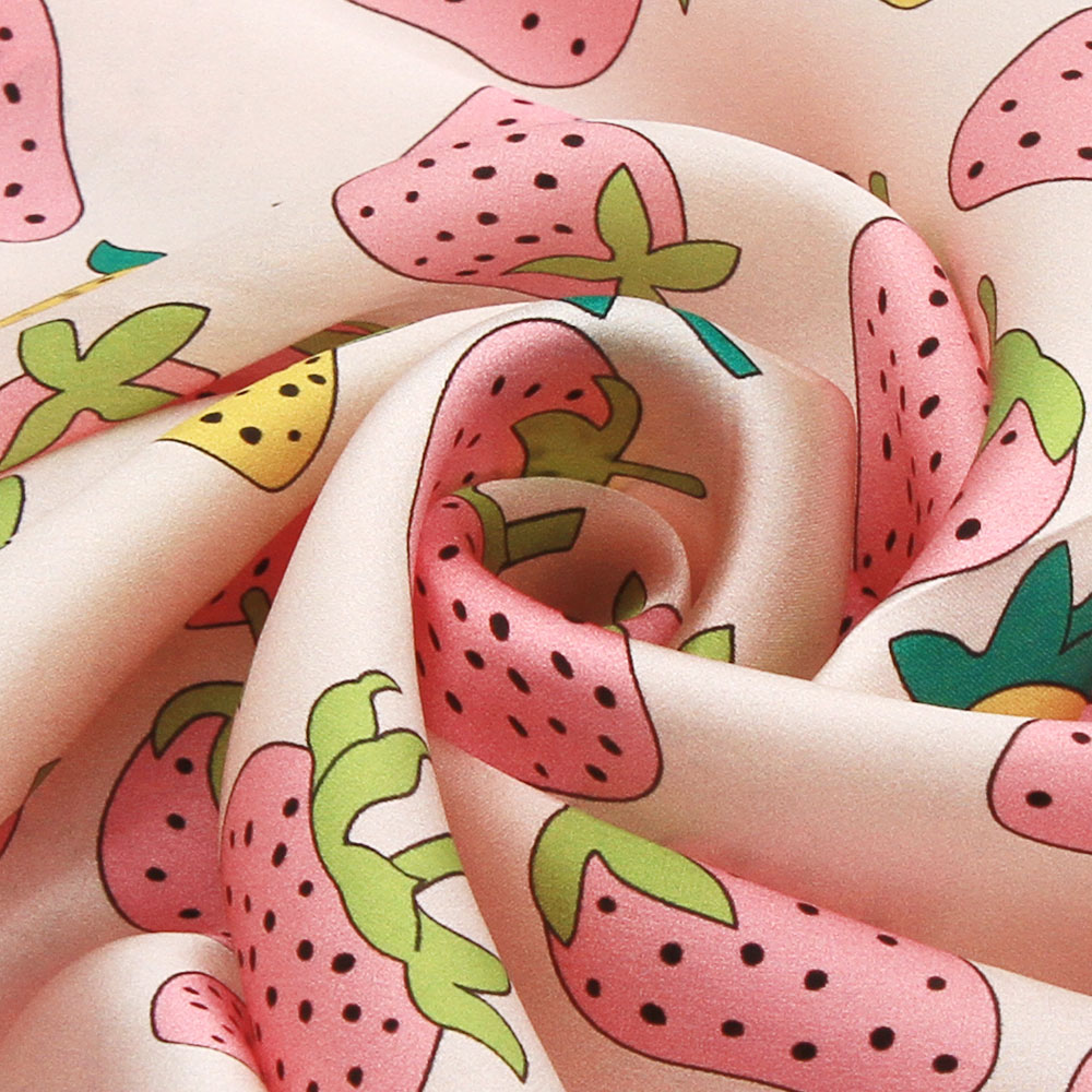 Pure Silk Bandana Women Handkerchief Strawberry Female Hair Scarf Company Gift Kids Natural Silk Square Headband Bulk Present