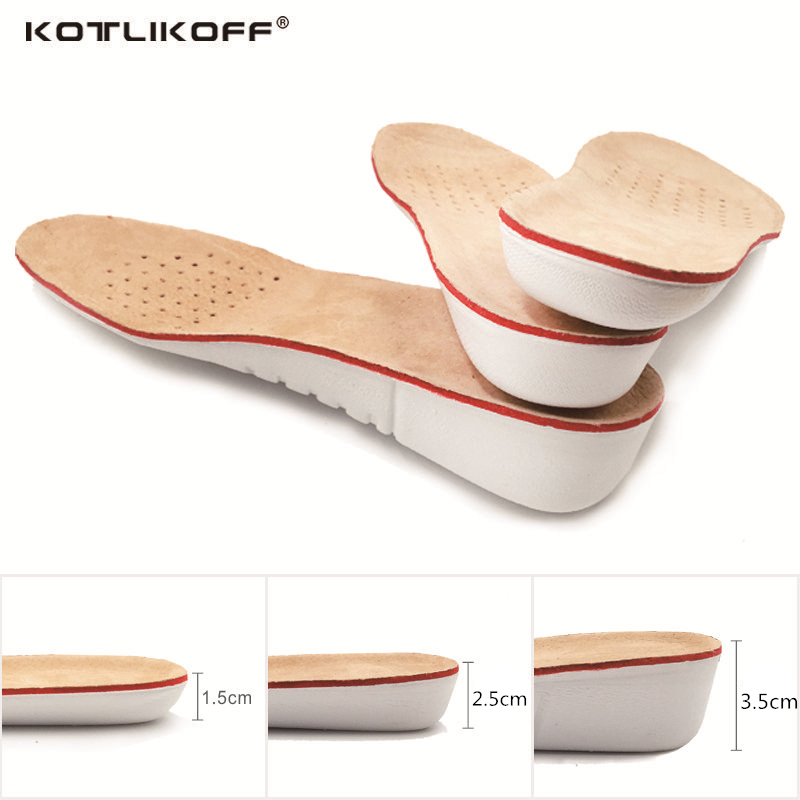 KOTLIKOFF Leather Insoles Height Increase insole Pigskin shoe pad inserts foot care pad Shoe accessories for shoes Men Women pad