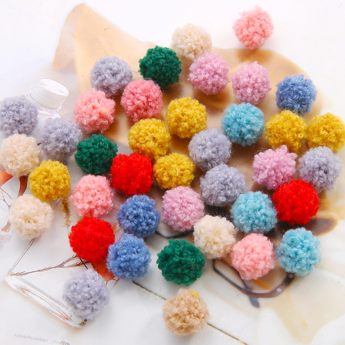 15/20mm Soft Round Pompom Balls Fluffy Pom Pom Beads Charms Pendant For Kids DIY Earring Handcraft Christmas Sewing Supplies