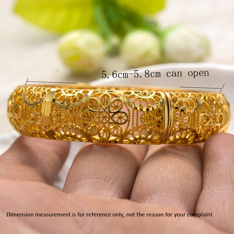 24K Flower Bangles Girls Dubai Gold Color Turkish Egyptian Algeria Indian Moroccan Saudi Gold Color Bangles Kids bangles Fashion
