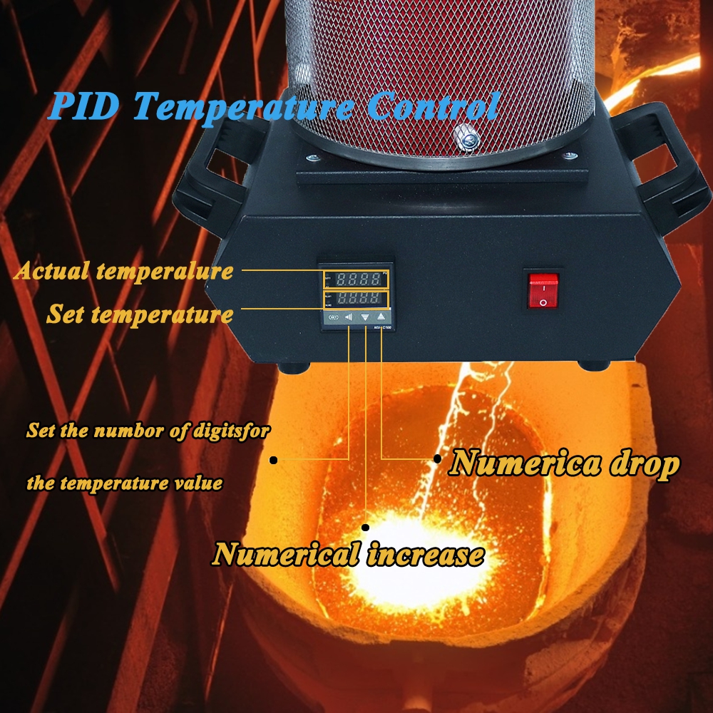3KG Gold Melting Furnace Digital Melting Furnace Machine Heating Capacity 2100W Casting Refining Precious Metals Gold Silve