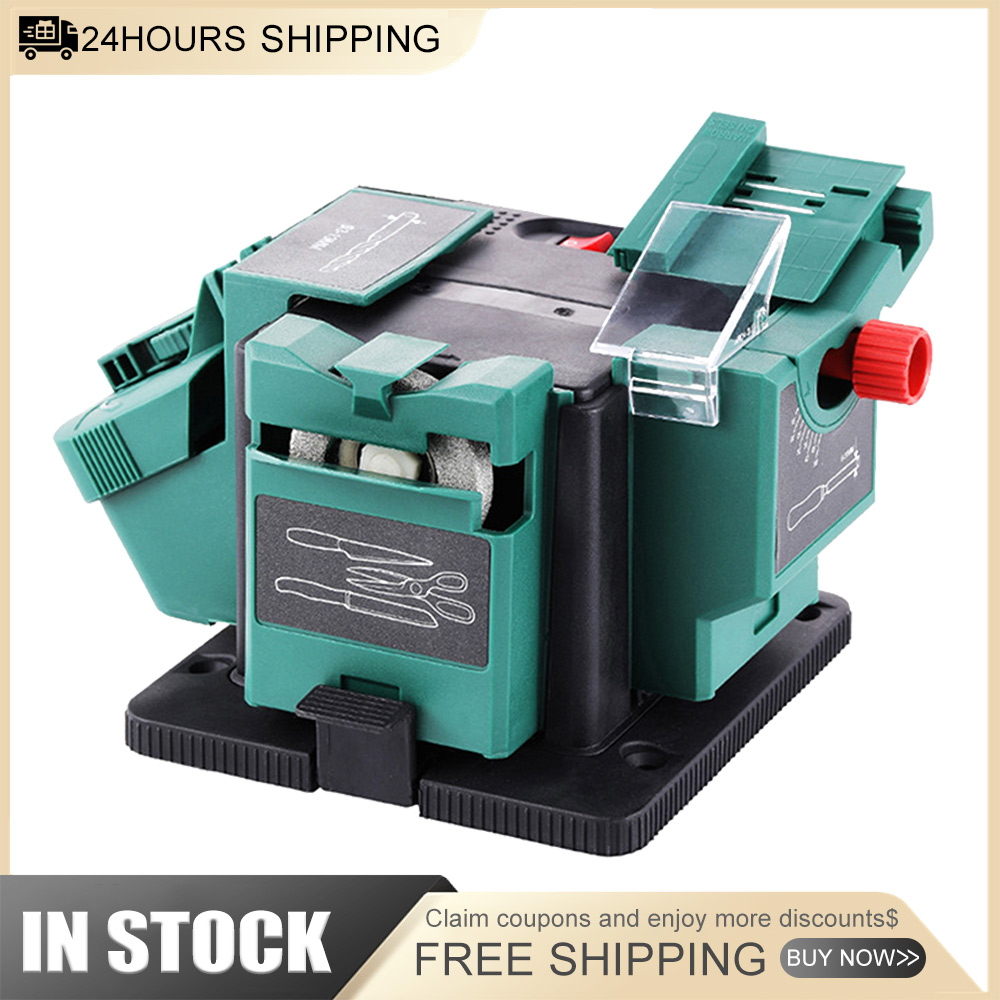 Multifunctional Drill Bit Sharpener Bench Mounting Electric Kitchen Knife Sharpener Angle Adjustable for Knife Chisel HSS Drill