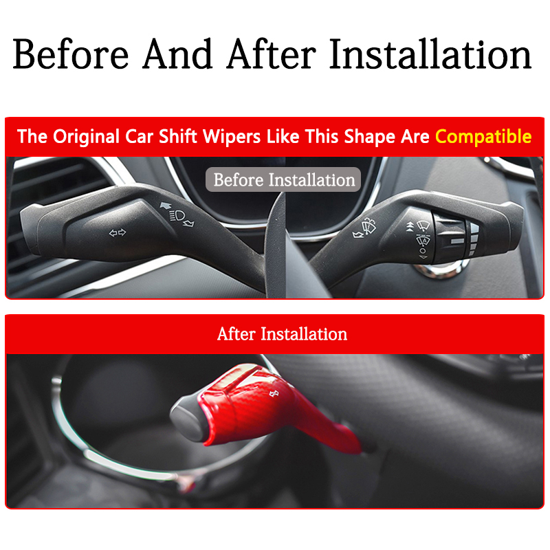 QHCP Car Wiper Shift Cover Steering Wheel Shift Lever Rod Decorative Sticker Trim For Ford Mustang 15-20 Mondeo Taurus Edge Kuga