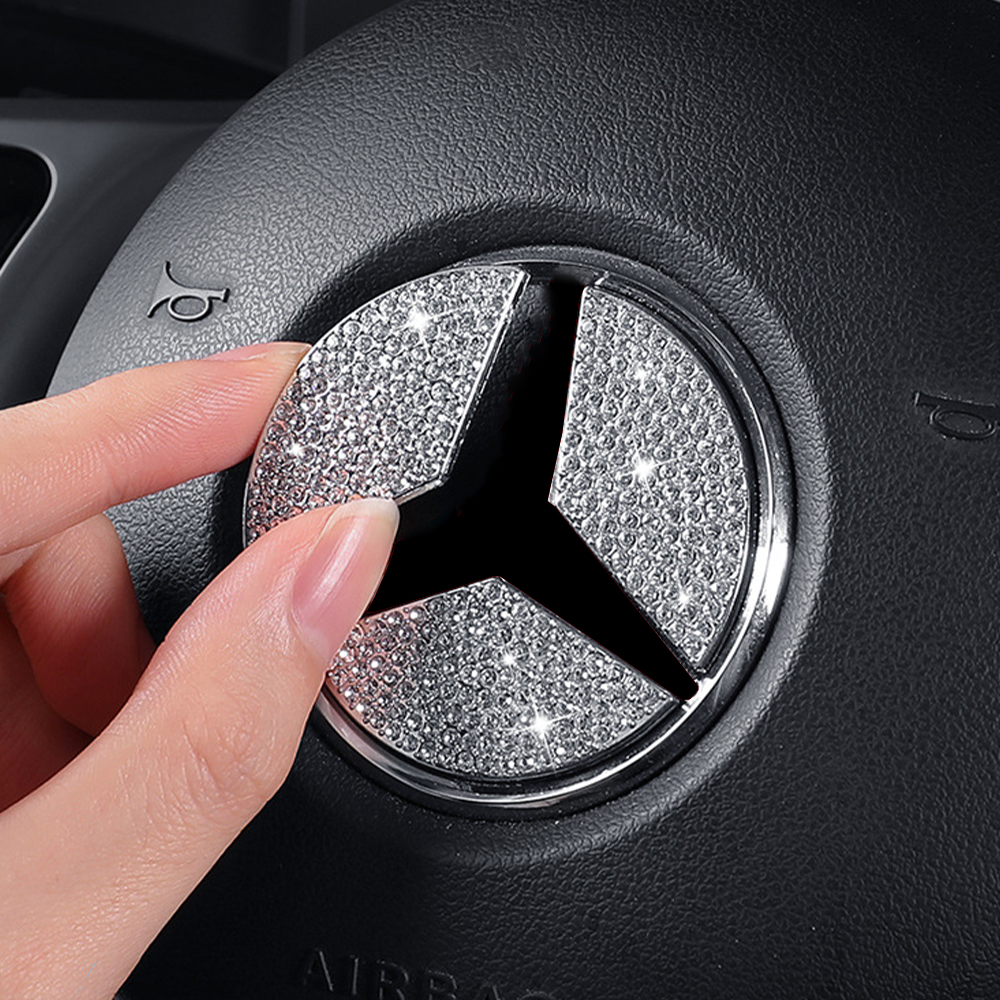 Car Steering Wheel Emblem Diamond Sticker for Mercedes Benz W203 W204 W124 W164 W140 A B C E Class GLA CLA GLC GLK Accessories