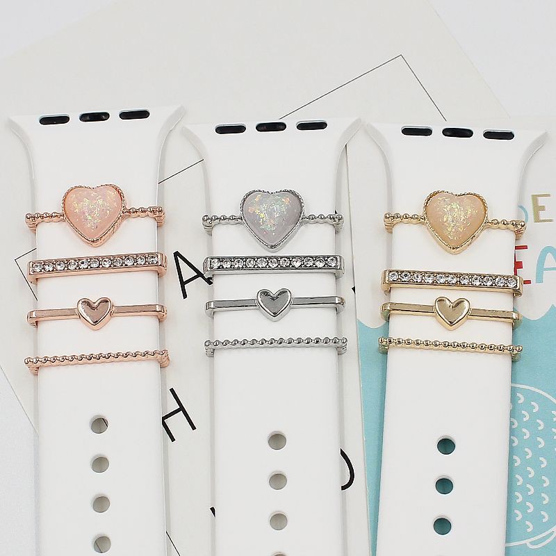 Metal Charms Decorative Ring For Apple Watch Band Shinny Diamond Ornament For iwatch Bracelet Smart Watch Silicone Strap Charms