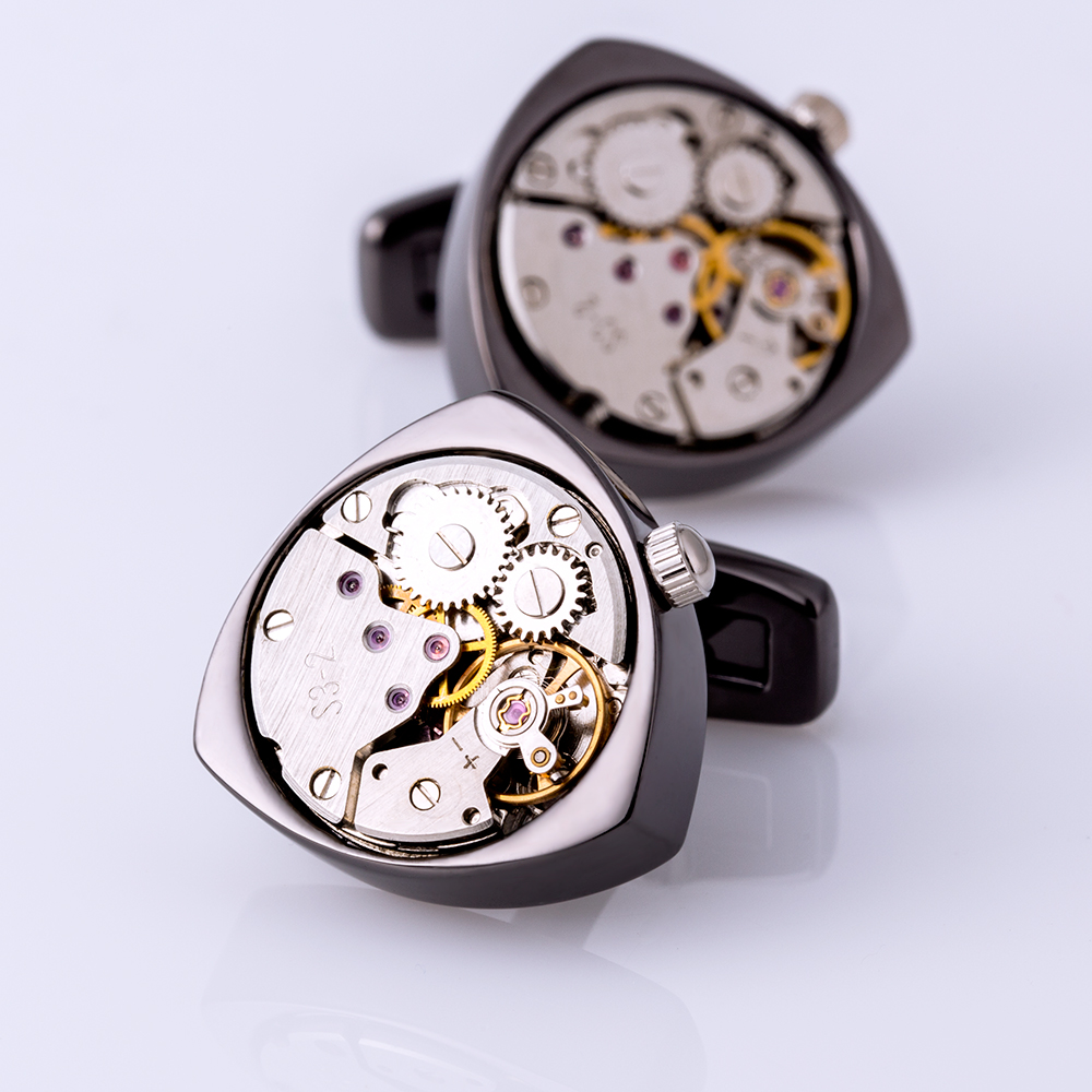 KFLK jewelry shirts cufflinks for mens Brand Black watch movement mechanical cuff links Buttons Male High Quality guests