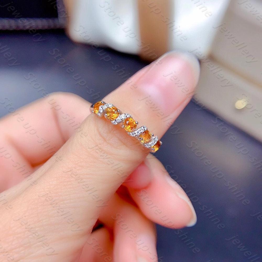 Hot sale style natural citrine ring 925 silver women's ring engagement ring shiny atmosphere style