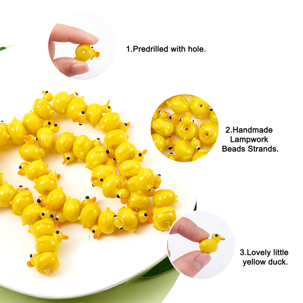 1Strand Handmade Lampwork Duck Shape Beads Strands For DIY Bracelet Necklace earring jewelry making Crafts Decor Accessories