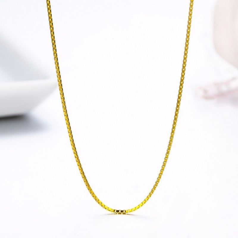 14"-32" 0.65mm Slim Real 925 Sterling Silver W/ Gold Color Thin Box Chain Necklace Womens Kids Girls Mens Jewelry Kolye Collares