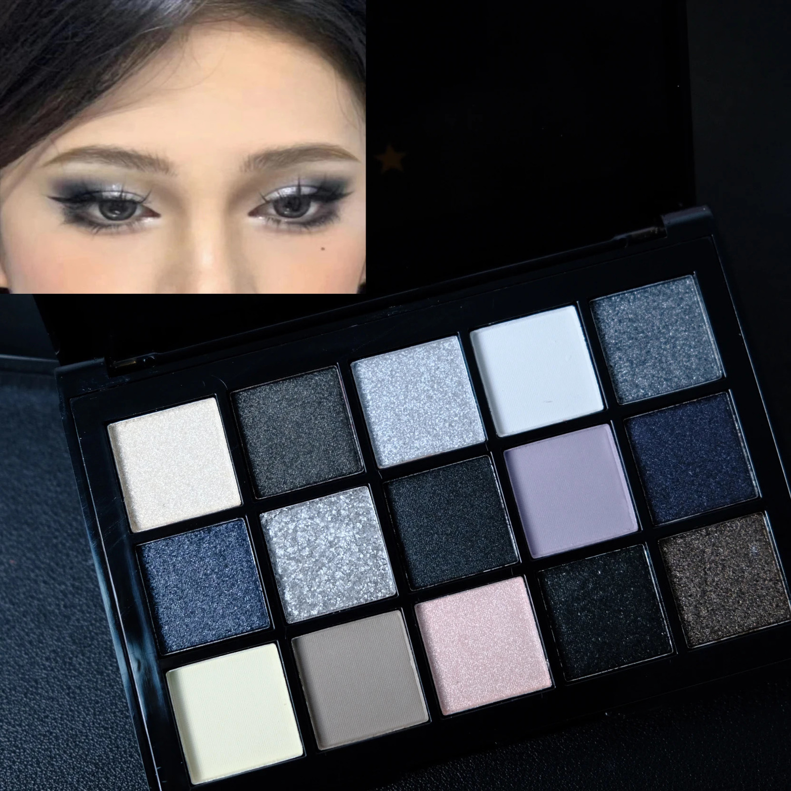 Black Smokey Eyeshadow Palette 15 Colors Punk StyleNeutral Eye Make up Shimmer Pearly Sequin Eyeshadow 240624