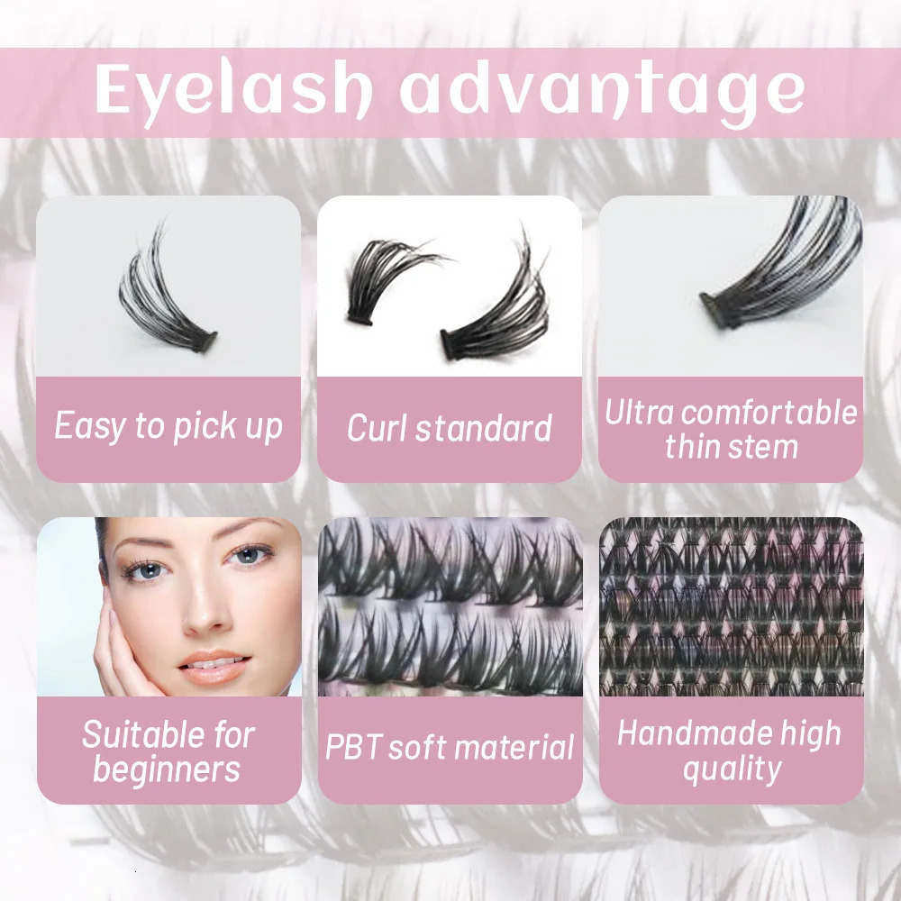 Eyelashes 280 PCS 8-16mm Clusters Lash Bond and Seal Makeup Tools DIY Lashes Extension Kit for Gluing Lashes Gluing Glue 240624
