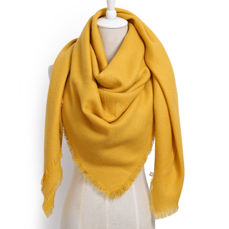 Women's Solid Color Blanket Scarf Winter Neck Warm Cashmere Scarf Cozy Tartan Wrap Oversized Shawl Femme Foulard Shawls Stoles