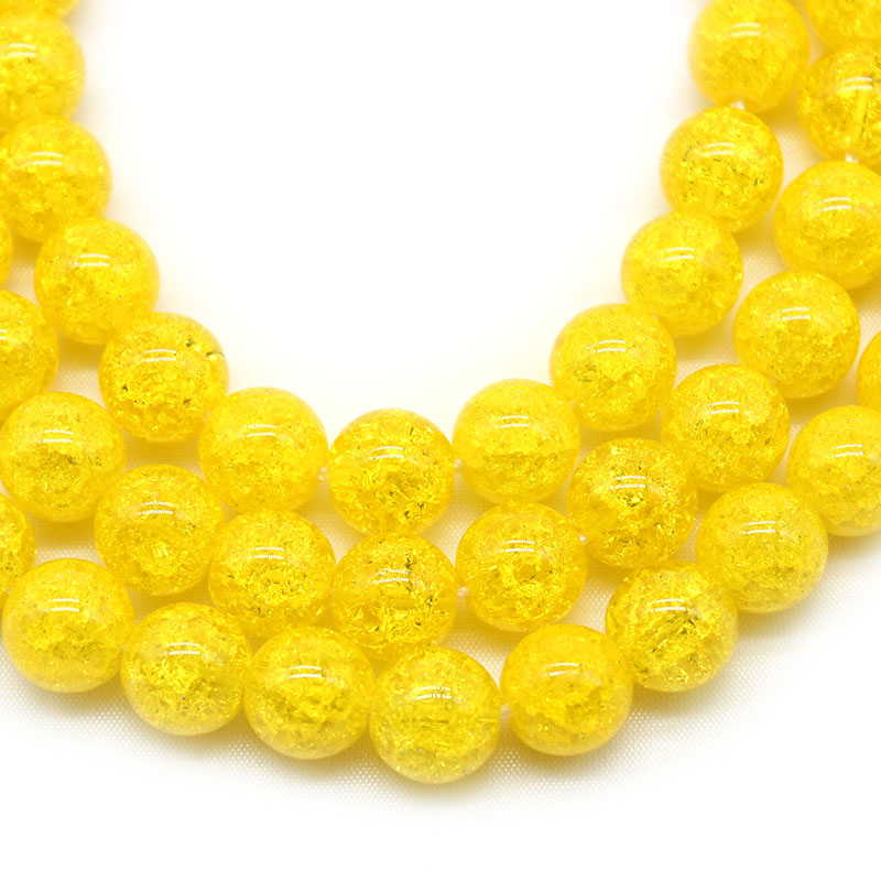 Natural Yellow Cracked Crystal Stone Round Loose Beads For Jewelery Making Diy Bracelet Accessories 15inch/strand 6/8/10mm
