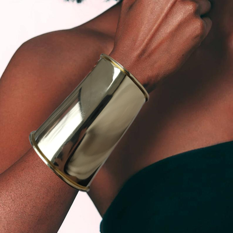 MANILAI Simple Design Smooth Alloy Cuff Bracelets For Women Statement Jewelry Classic Big Bangle Manchette Punk Accessories
