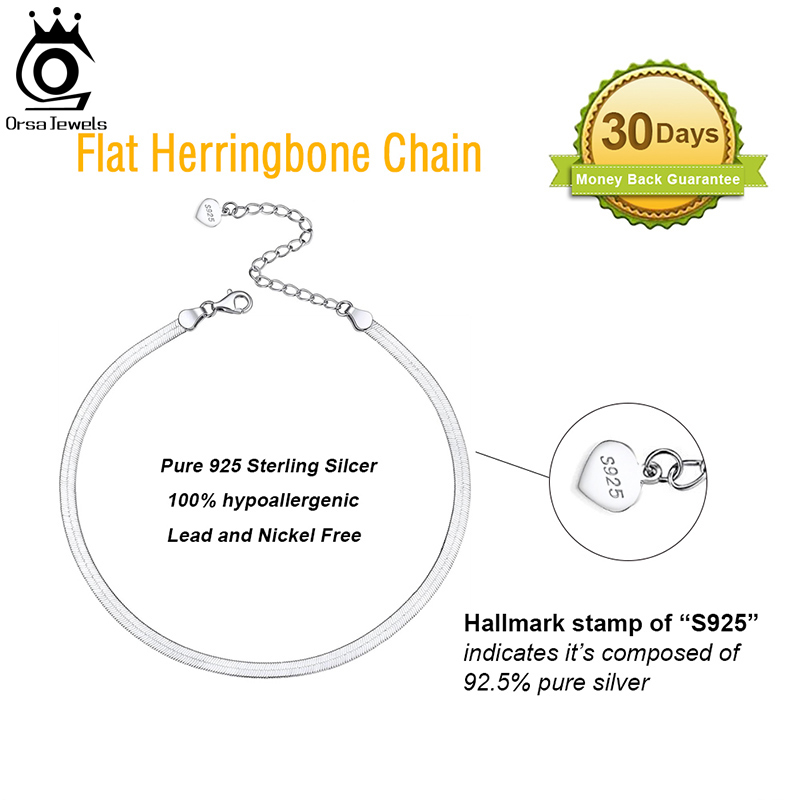 ORSA JEWELS 925 Sterling Silver Punk Flat Chain Blade Chain Anklet for Women Summer Barefoot Bracelet Anklets Jewelry SA12