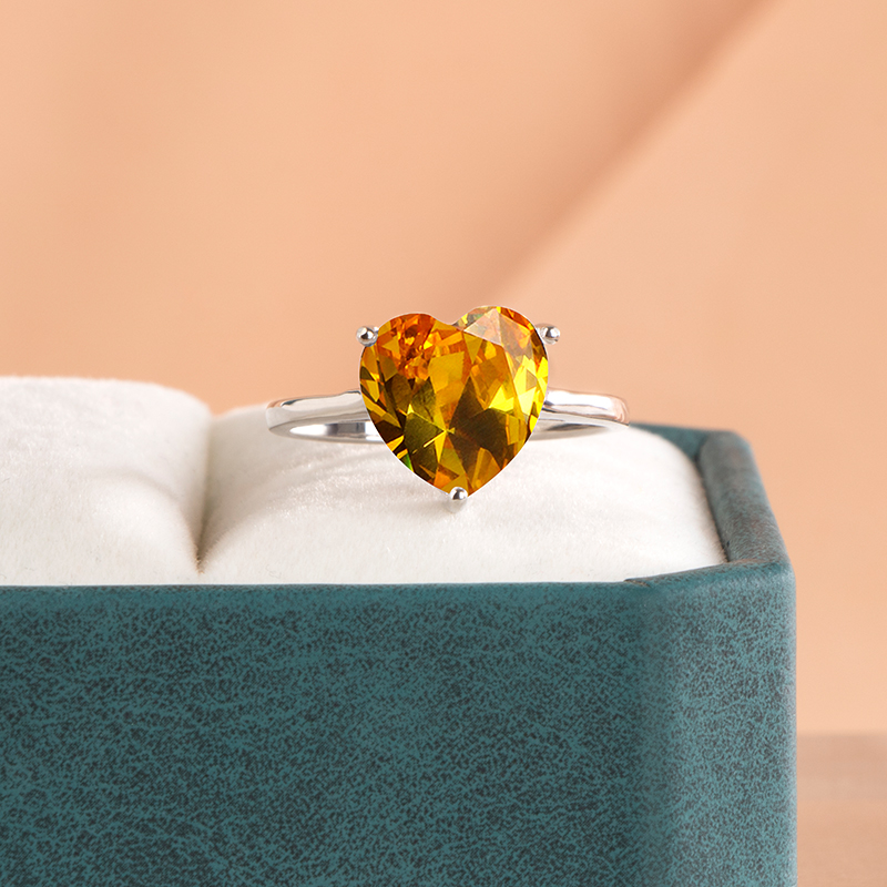 Cellacity Classic 925 sterling silver rings for women with heart shape 10mm 7 Color gemstones silver fine Jewelry gift size 6-10