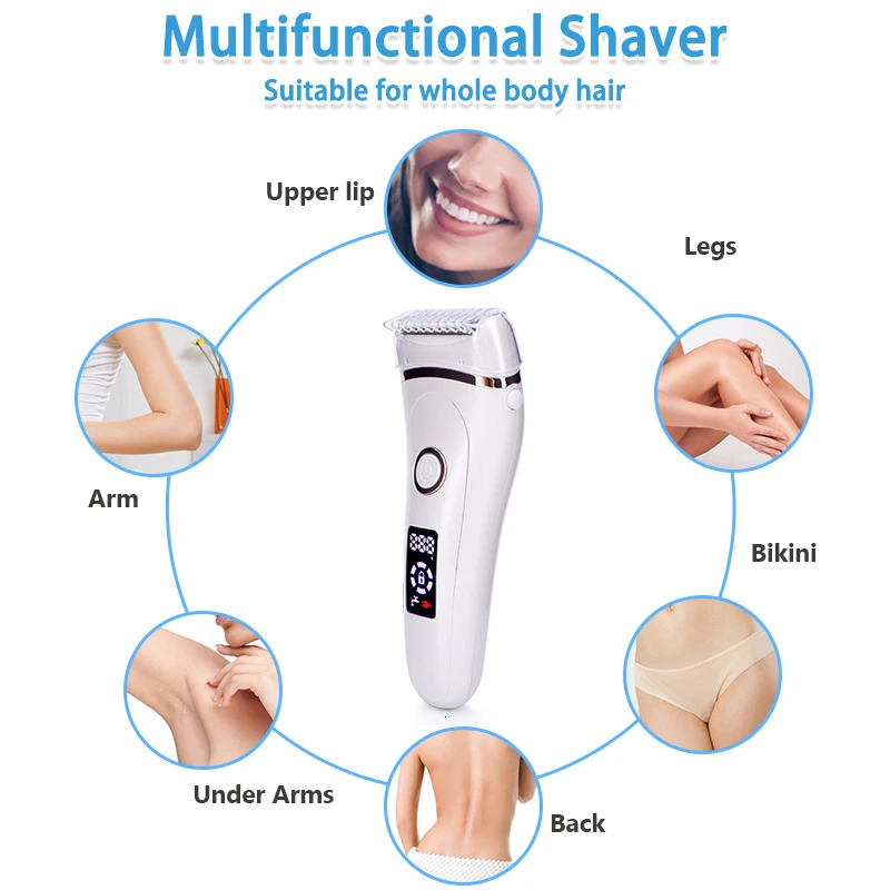 USB Rechargeable Women Painless Electric Epilator Beard Hair Removal Womens Shaving Machines Portable Female Hair Trimmer LCD o240624