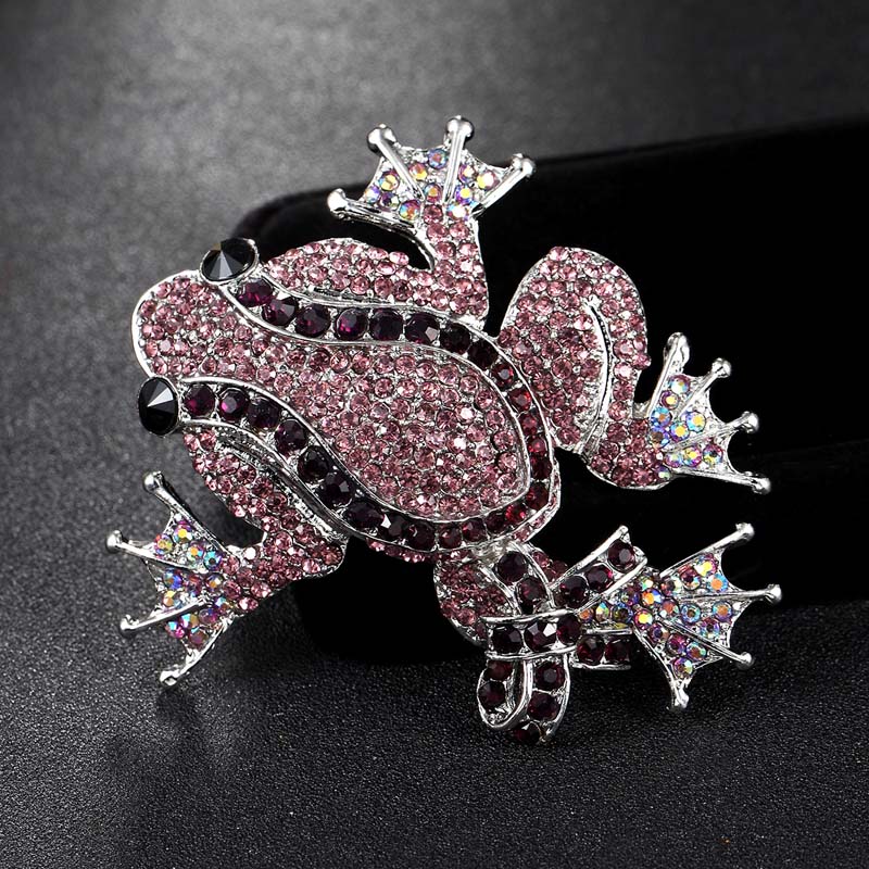 Big Size frog Brooch Men Jewelry Brand Rhinestone Animal Broaches Boutique vintage Men's Statement Pink Brooches Bouquet Broches