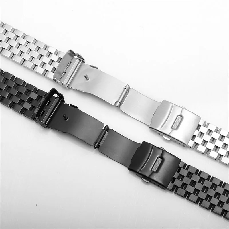 18mm 20mm 22mm 24mm 26mm Stainless Steel Watch Band Silver Black Metal Watch Strap Women Men Wrist Bracelet Watchband with Tool 240624