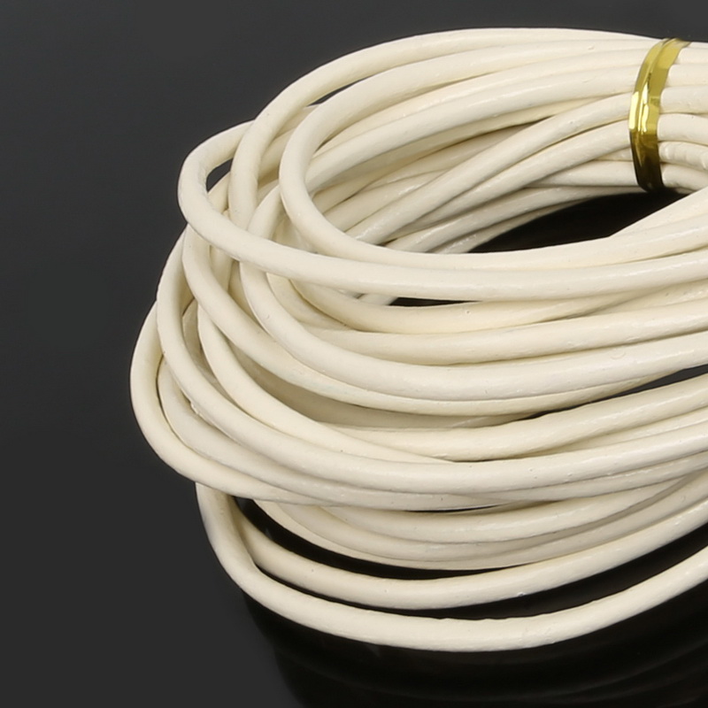 3mm 5 Meters Round Brown/Blue/Purple Genuine Leather Cord Rope String for Bracelet Necklace Making DIY Handmade Craft