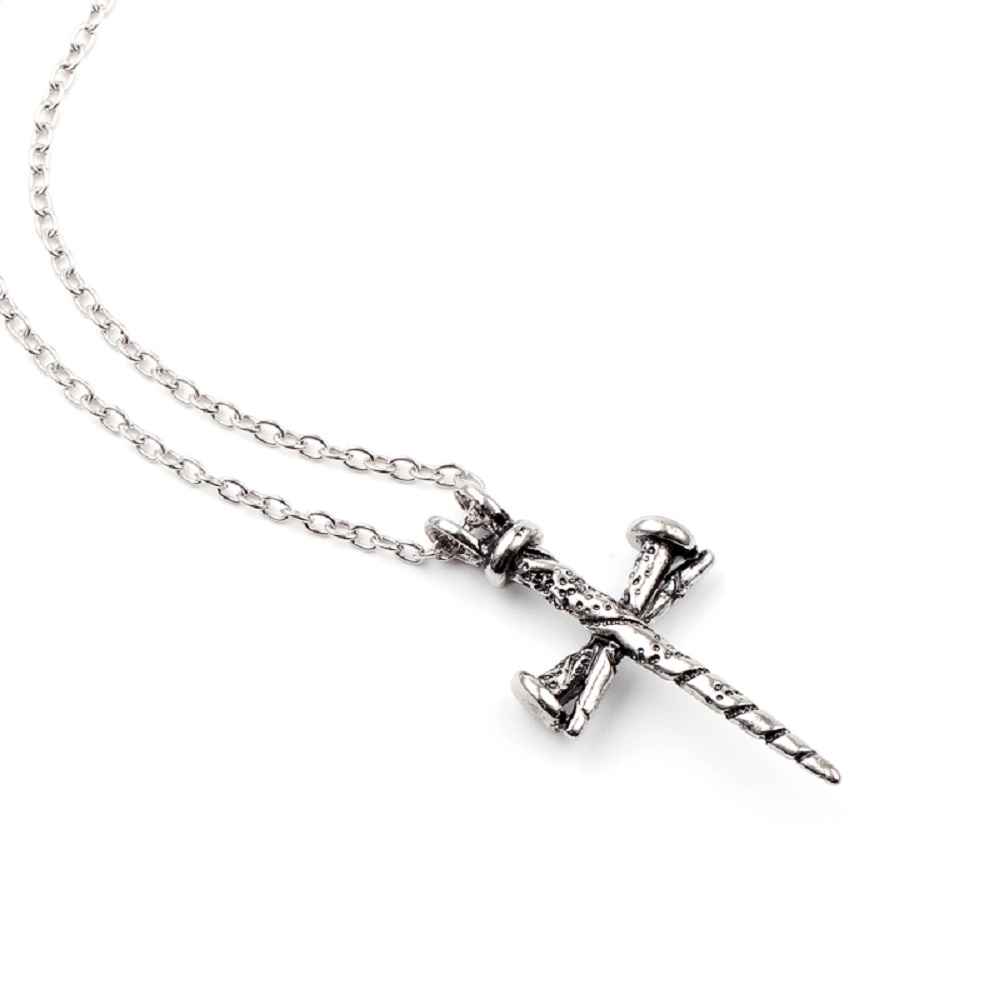 Vintage Men's Nail Shape Cross Pendants Necklace Punk Gothic Men Jewelry New Design Personality Necklace