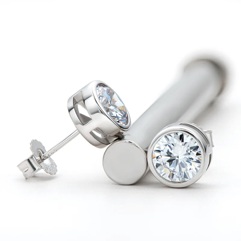 COSFIX Real 0.5/1 Carat D Color Moissanite Diamond Stud Earrings for Women 100% 925 Sterling Silver Sparkling Moissanite Jewelry