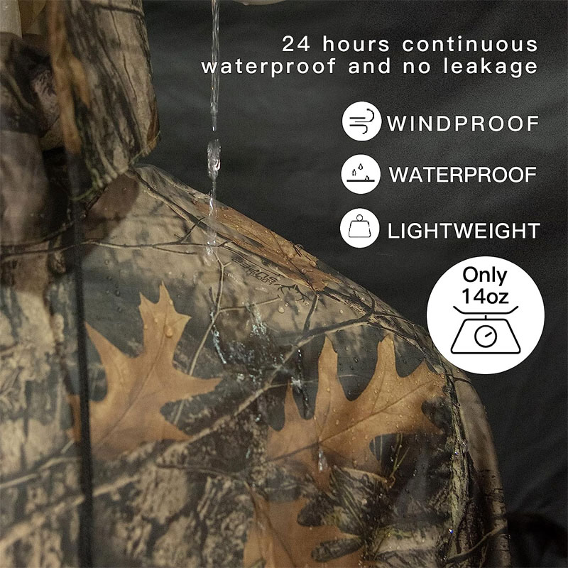 Portable Woodland Camo Poncho Raincoat Set with Rain Pants Folding Waterproof Clothes Trip Man Rain Jacket