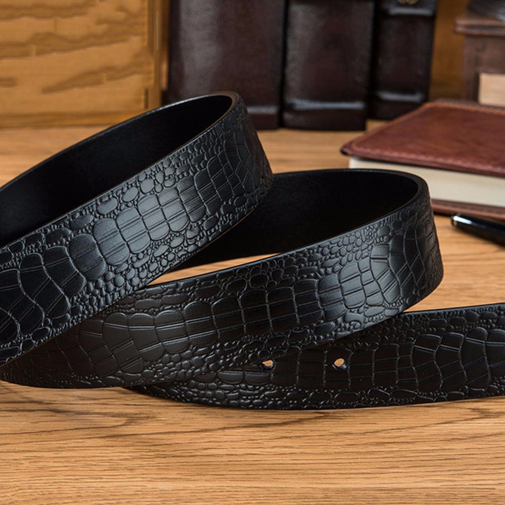 FAJARINA Quality Solid Cowhide Leather Crocodile Pattern Men Smooth & Pin Styles Belts Parties without Buckles 130cm N17FJ591-1