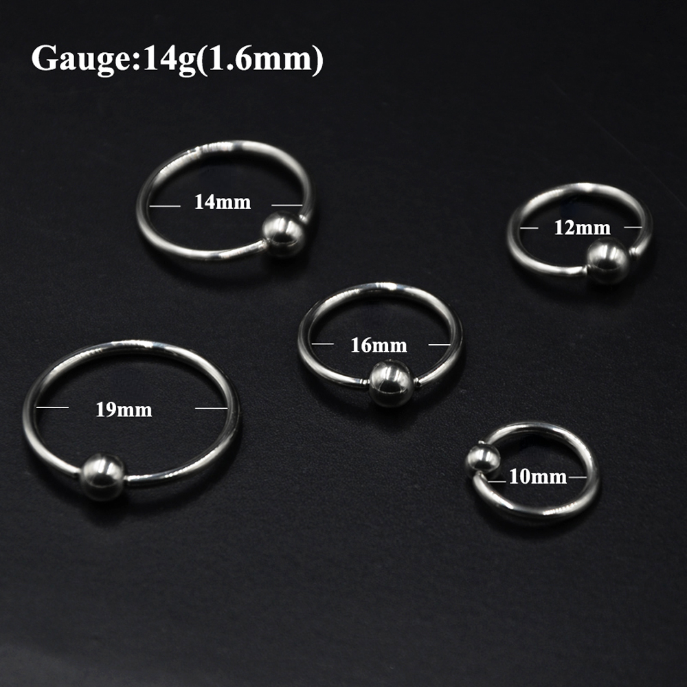 10pcs/Set Surgical Steel Large Size Captive Beads Lip Rings BCR Nipple Eyebrow Tragus Ear Hoop Earrings Piercing Body Jewelry
