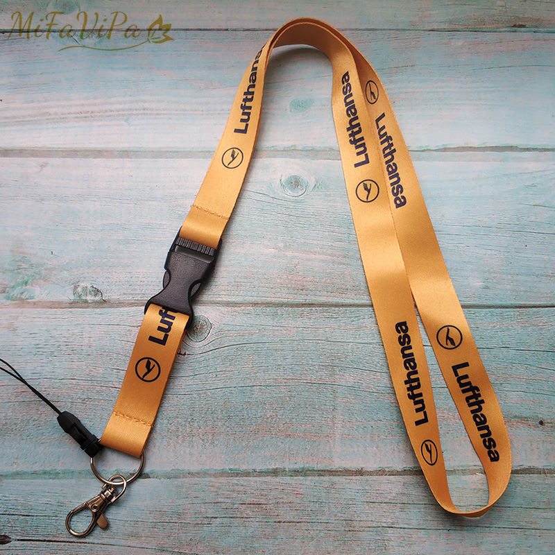 2 PCS MiFaVipa Yellow Lufthansa Neck Strap Chaveiro Flight Crew Key Chain A320 Neo Llavero Lanyard Keychain for ID Card Key Fobs