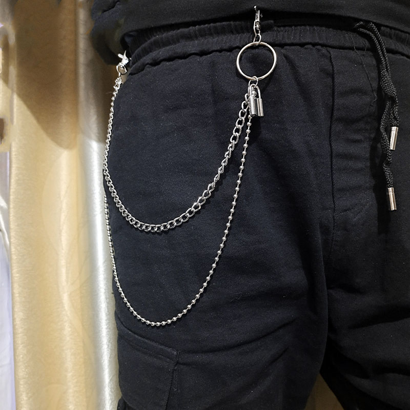 Punk Steet Keychains Trouser Chain Women Men Lock Star pendant Accessories Choice Rock Goth Waist Belt Chain On Jeans Jewerly