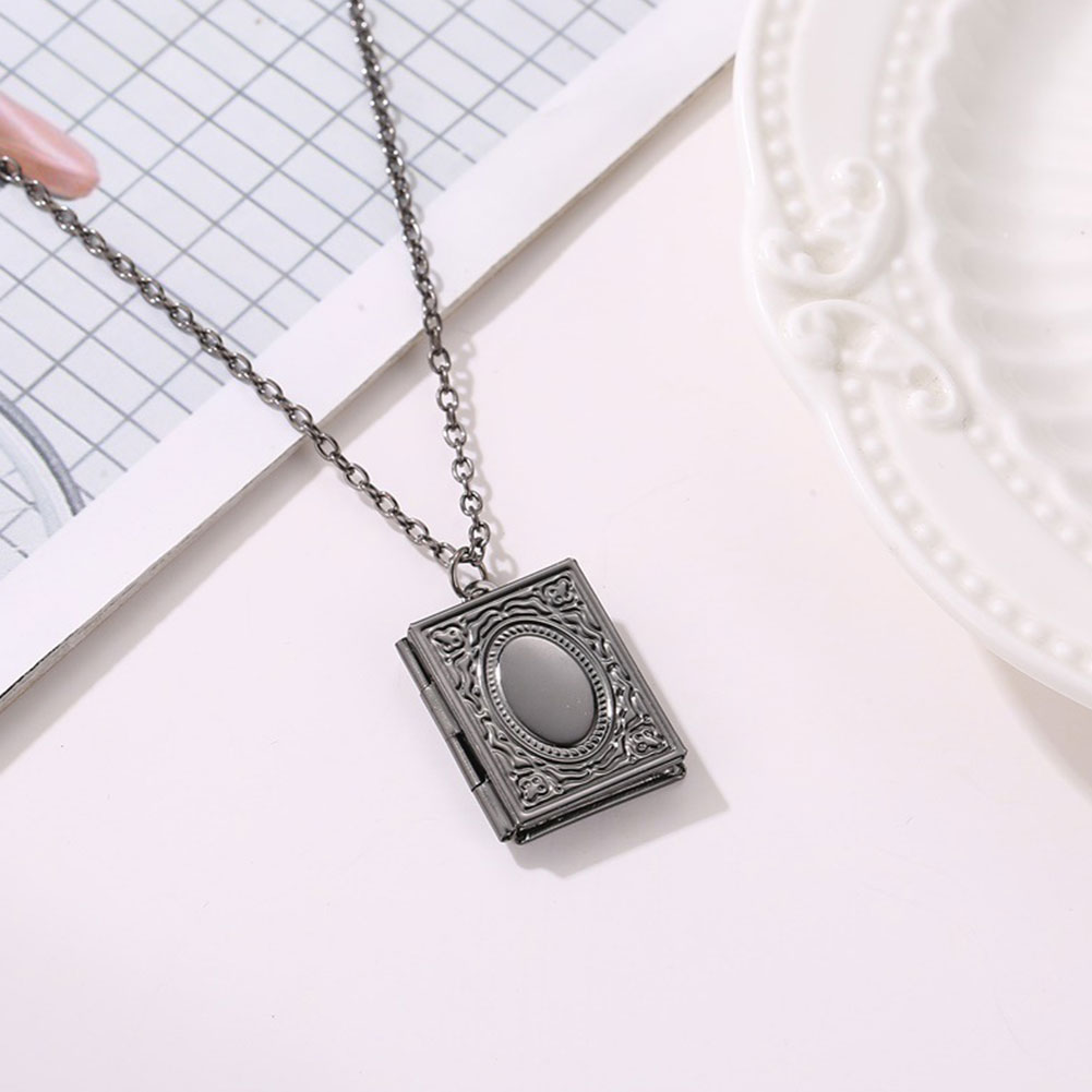 Gold Color Creative Magic Book Necklace Book Openable Pendant Necklace Photo Locket Box Necklace Jewelry Couple Friend Gift